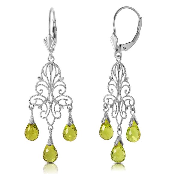 14K. GOLD CHANDELIERS EARRING WITH NATURAL PERIDOT - Picture 2 of 5